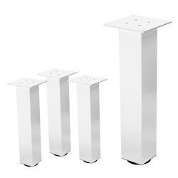 ML-Design 4er Set Tischbeine Möbelbeine höhenverstellbar Möbelfuß Eckig 80x80mm Stahl Weiß Image