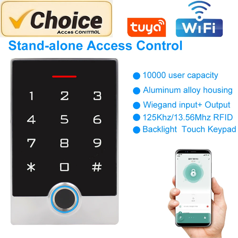 Tuya WiFi Smart Access System & biometrischer Fingerabdruck & NFC/RFID All-in-One-Tastatur-Controller aus Metall für eigenständige Türsicherheit Image
