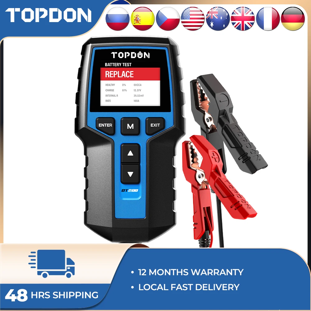 TOPDON BT200 12V Auto Batterie Tester Digital Automotive Diagnose Batterie Tester Analysator Fahrzeug Ankurbeln Lade Scanner Werkzeug Image