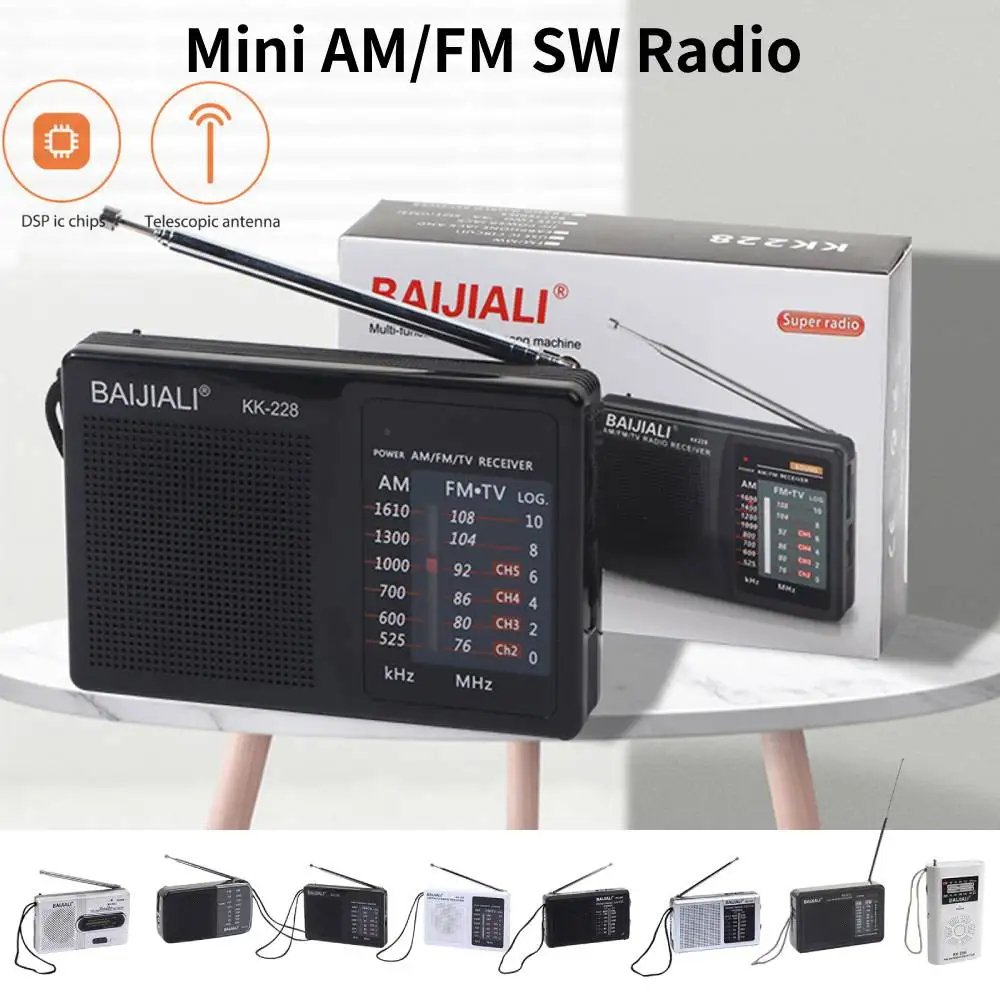 Tragbares Mini-Wetterradio, tragbarer digitaler AM-FM-MP3-Player, Stonego-Lautsprecher, Radio liefert Vollwellenradio für AA-Batterien Image
