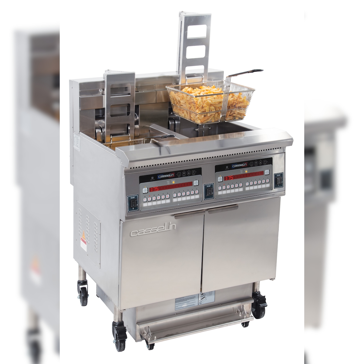 Elektrische friteuse met automatische lifter en filtratie 2 x 22 liter 17+17kW CFPRAF222 Casselin Image