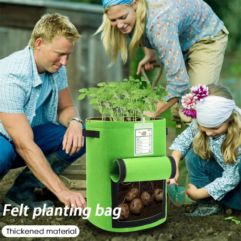 Pflanzbeutel aus Filz, Vliesstoff, Pflanzbeutel für den Innenbereich, Kartoffel, Mehrzweck-Pflanzbeutel für Aussaat, Blumen und Gemüse Image