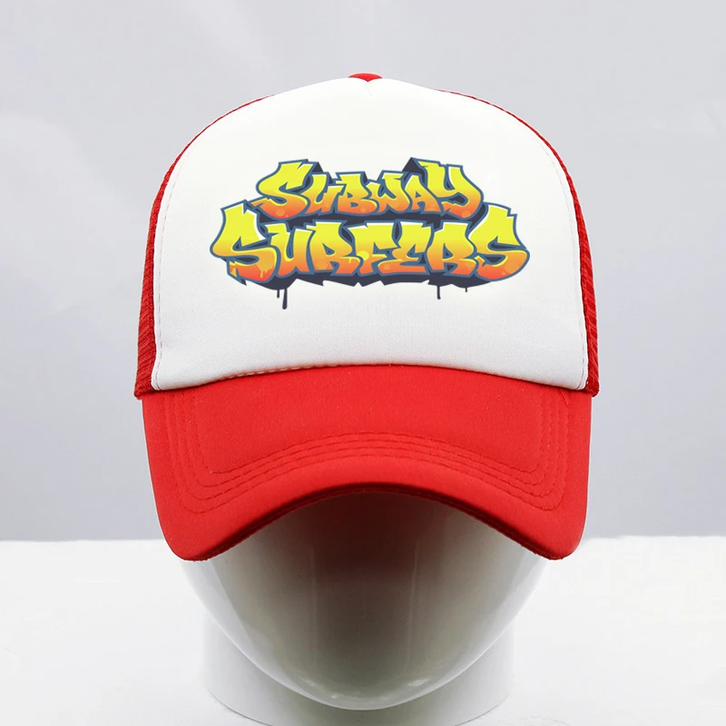 Subway Surfers Logo Trucker Cap Unisex Videospiel Hüte Sonnenhüte Golf Hüte verstellbare Polyester Mesh Baseball Cap Sommer Image