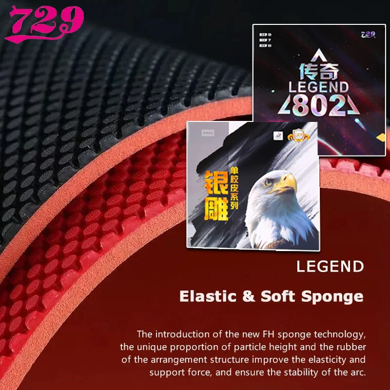 Friendship 729 Legend 802 Tischtennis-Gummiplatte OX Short Noppen-Out Ping-Pong-Gummi Schnellangriff mit Schlaufe ITTF-zugelassen Image