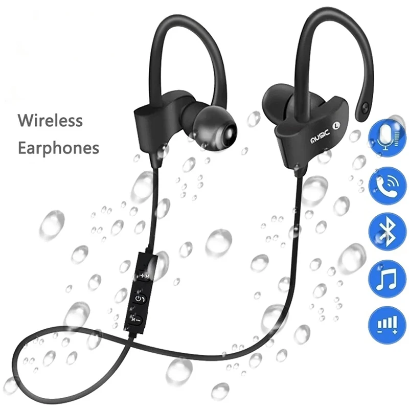 Wireless Bluetooth-Compatible Sports Headset Running Stereo Music Earphones Universal Mini Ear-Hanging Ear-Hooks Headphones HIFI
