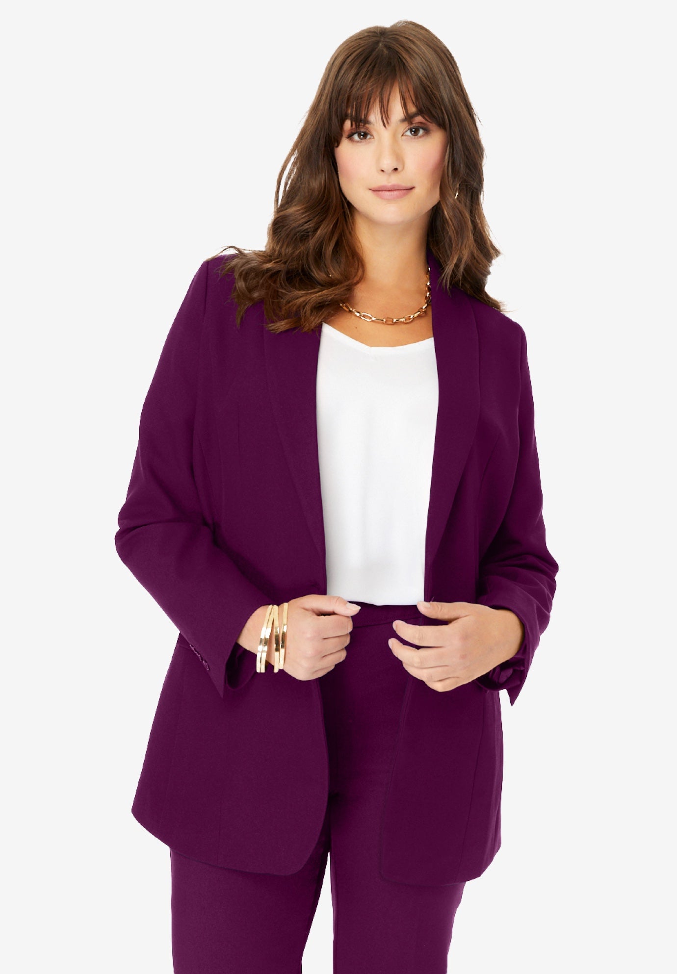 Plus Size Women's Plus Size Bendover Blazer by Roaman's in Dark Berry (Size 28WP)