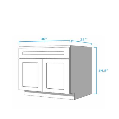 Craftline RTA Husk Shaker Bathroom Sink Base Vanity Cabinet Sink Base Vanity Cabinet - 30 Inch x 21 Inch x 34-1/2 Inch - Husk