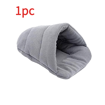 TEMU 1pc Plush Polyester Pet Bed For Rabbits, Warm Comfortable Mini Animal Bed, Ideal For Kittens, Hamsters, Guinea Pigs, And Mice Image