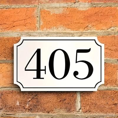 TEMU Custom Wall-mounted House Number Sign, White & Black Acrylic Plaque, Waterproof & , Personalized Home Address Display For Brick Or Siding Walls Image