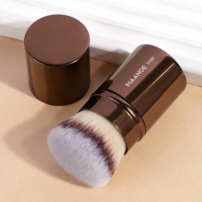 TEMU Maange 1pc Foundation Blush Brush, Soft Nylon Bristles, Metal Aluminum Handle, Round Contour Makeup Brush, Unscented, , Beginner' Makeup Tool, School Essential, Gift Idea Image