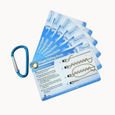 TEMU Set Of 6 Pvc Fishing Knot Guide Cards, Including 12 Easy-to-tie Knot Instructions And Mini Metal Snaps - Durable And Portable Fishing Knot Reference Cards For Beginners Image