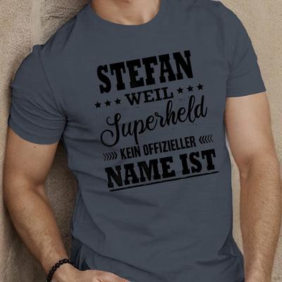 TEMU Stefan Weil Superheld Kein Men's Casual Crew Neck T-shirt, Geometric Pattern, Stretch Fabric, Summer Top, Regular Fit Image
