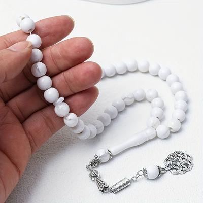 TEMU Xcl Vintage 45-bead Rosary - Synthetic Amber Resin Beads, Ideal For Daily Use & Gifting, Ramadan, Thanksgiving, Father's Day, Thanksgiving Gifts|vintage Rosary|resin Beads, Xc Image