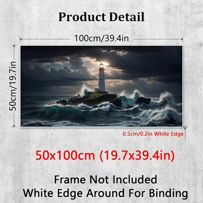 TEMU 1pc Lighthouse Canvas Print, Ocean Wall Art, Architectural Theme, Modern Home Decor, Ideal Gift , With Canvas Poster For Living Room, Bedroom, Office, Cafe, Gym Image