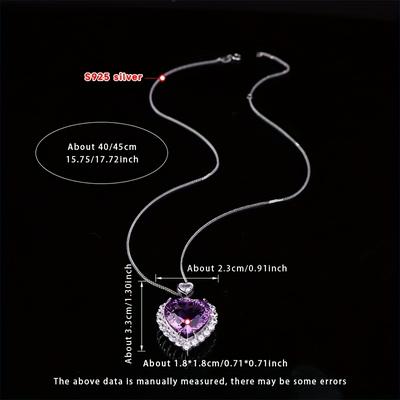 TEMU Gift Natural Stone Necklace S925 Silver Purple Natural Stone Necklace Large Size Suitable For Daily Dating Work To Her Gift [natural Minerals, Colors Deep And Present , Pattern Position Random] Image