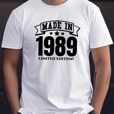 TEMU Made In 1989 Print Tee Shirt, Tees For Men, Casual Short Sleeve T-shirt For Summer Image