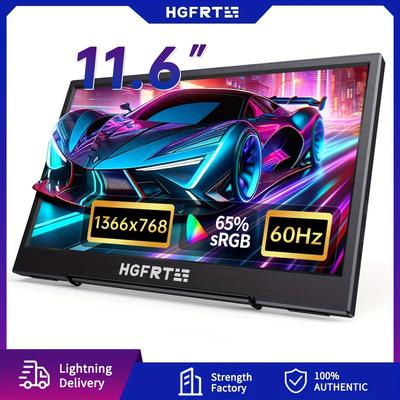 TEMU Portable Monitor. 11.6 Inches. 1366 * 768p.60hz Built In Supports Vesa Bracket, Suitable For Switch, , Etc Image