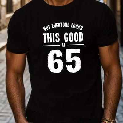TEMU 65th Birthday Print Tee Shirt, Tees For Men, Casual Short Sleeve T-shirt For Summer Image