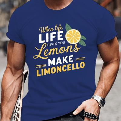 TEMU Limoncello Print Tee Shirt, Tees For Men, Casual Short Sleeve T-shirt For Summer Image