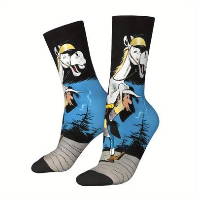 TEMU Cartoon Socks Printed Men's Stockings Polyester Image