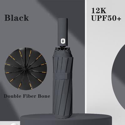 TEMU Fully Automatic Large Folding Double-ribbed Sunshade Umbrella, Thickened, Oversized, Durable, Wind-resistant, Double-person Automatic Rain Umbrella. Image