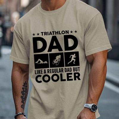 TEMU Triathlon Dad Men's Short Sleeve T-shirt Summer T-shirt Top Image
