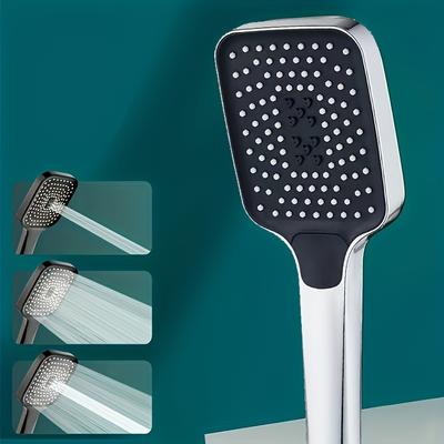 TEMU Large Area Shower Spray Silver Head, 3 Adjustable , High Quality High-pressure Water Saving Shower Faucet, Nozzle, Bathroom Accessories, Christmas/halloween Gifts Decoration Image