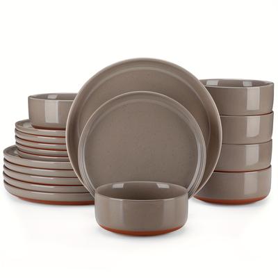 TEMU Kitchen Dinnerware Set, 18pcss Dinnerware Sets, Plates And Bowls Set, Chip And Crack Resistant, Dishwasher And Microwave Safe Dishes Set, Service For 6 (18pcs) Image