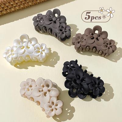 TEMU 5pcs Set Of Hollow Flower Hair Clips, Special Style Of Back-of-the-head Hair Clips, For Gifts Image