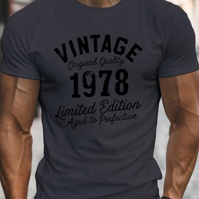 TEMU Vintage 1978 Men's T-shirt - Casual Crew Neck, Short Sleeve, Lightweight & Comfy For Summer Image