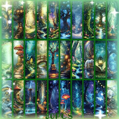 TEMU Ywwbld 30pcs Forest Bookmarks - Whimsical Cartoon Designs, High-quality Paper, Vibrant Colors, Book Lovers & Gift , Book Lover Gifts, Ywwbld Image