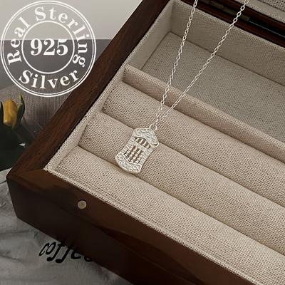 TEMU Simple And Elegant Women's Necklace With A Hollowed-out Abacus Pendant Made Of 925 Sterling Silver. Pendant Is Suitable For Daily Ladies, And Lightweight And Hypoallergenic (approximately 2.37g). Image
