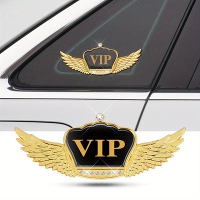 TEMU Golden Emblem Sticker With Wings & Gemstones - Fit For Hood And Window Decoration, Enhances Vehicle , Car Stickers Decals Image
