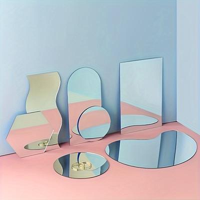 TEMU 7pcs Acrylic Mirror Photography Props Set - Reflective Background Sheets For Product Photoshoots. Made Of , The Geometrically Shaped Reflective Panels Help Perfect Imaging.