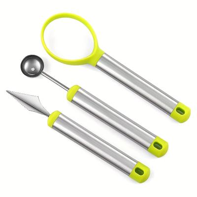 TEMU 3pcs Stainless Steel Set - Multi-use Long-handle Spoons For Watermelon, Ice - Essentials, Fruit Serving Essentials|stainless Steel Construction|ergonomic Handles, Fruit Serving Utensils Image