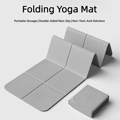 Foldable Yoga Mat TPE 61x183cm Non-Slip Portable Exercise Mat Lightweight Gym Camping Sleeping Pad Waterproof Easy Clean