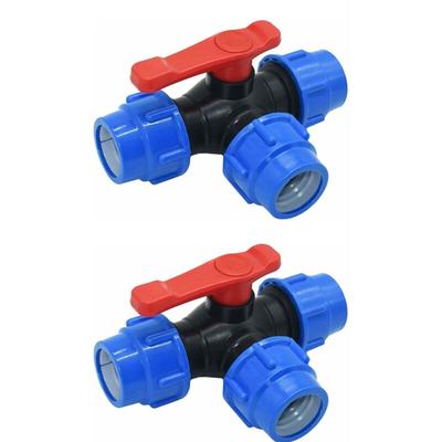 Csparkv - 2er-Pack Absperrkugelhahn, 32-mm-Dreiwege-Kugelhahn, Schnellanschluss, PVC-PE-Rohr, Image