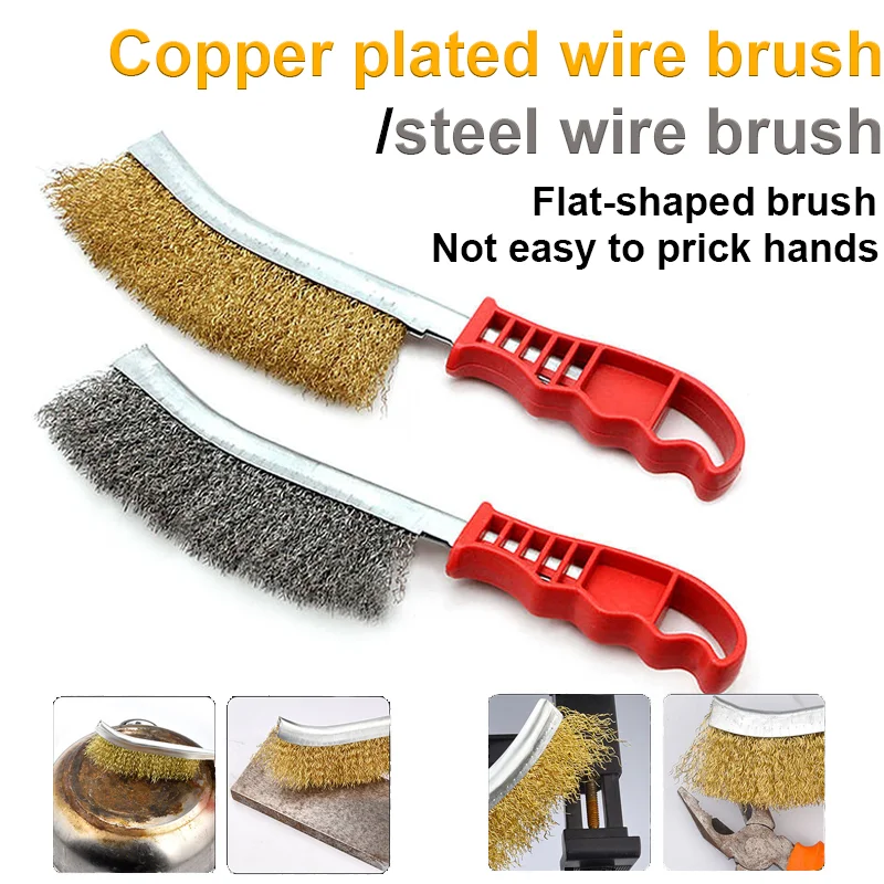 1/4 stücke Reinigung Metall Pinsel mit Kunststoff Griff Rost Entfernung Draht Pinsel Grill Reiniger BBQ Grill Stahl Draht Pinsel reinigung Werkzeuge Image