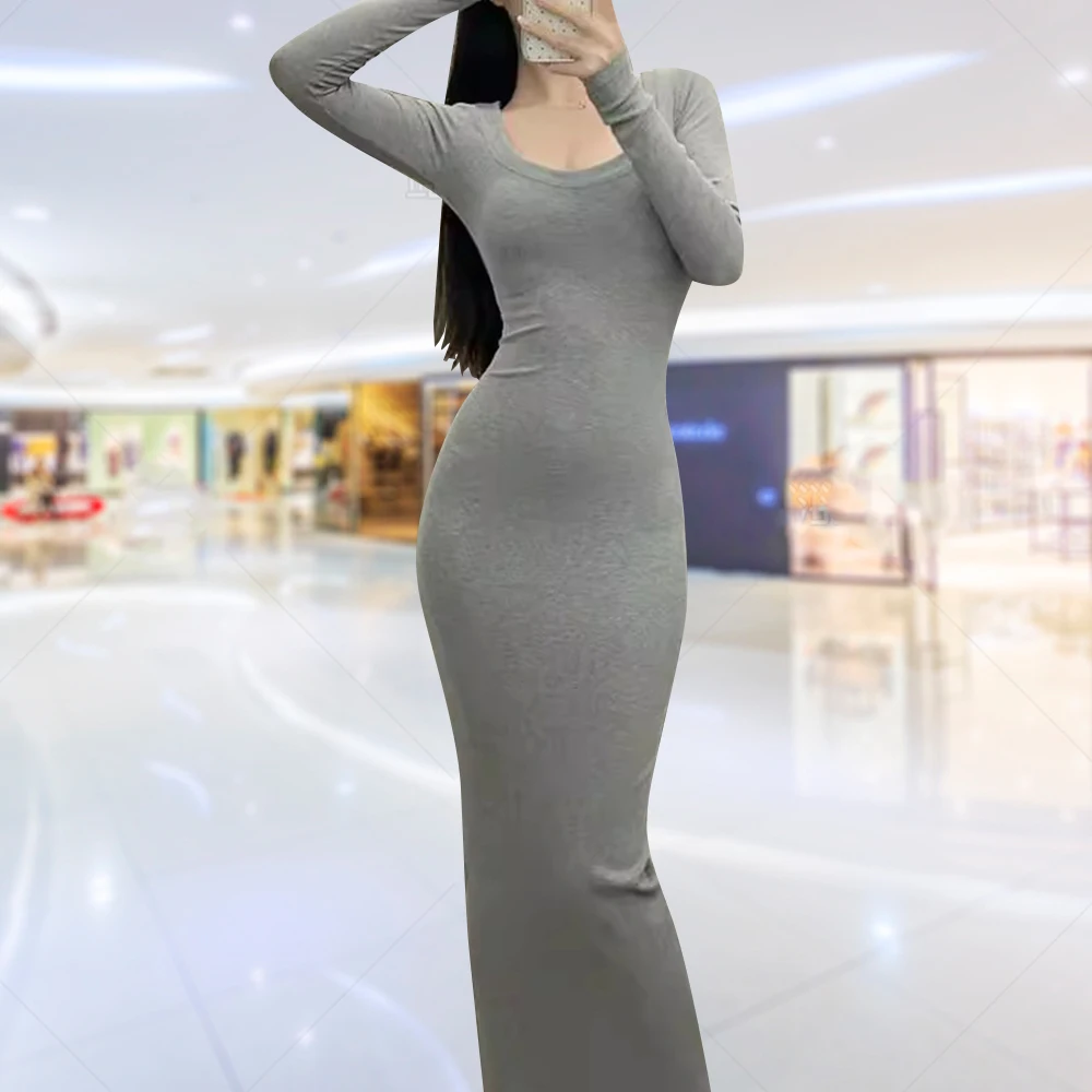 Frauen Herbst Winter Schlank Befree Maxi Kleid Mode Große Große Sexy Club Volle Lange Hülse Boho Party Elegante Kleider