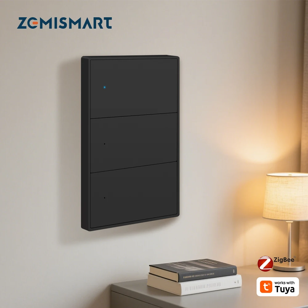 Zemismart Zigbee-Wandlichtschalter, 1, 2, 3, 4 Gänge, US/AU-Standard, Neutralleiter erforderlich, funktioniert mit Tuya Smart App Alexa Google Home Image