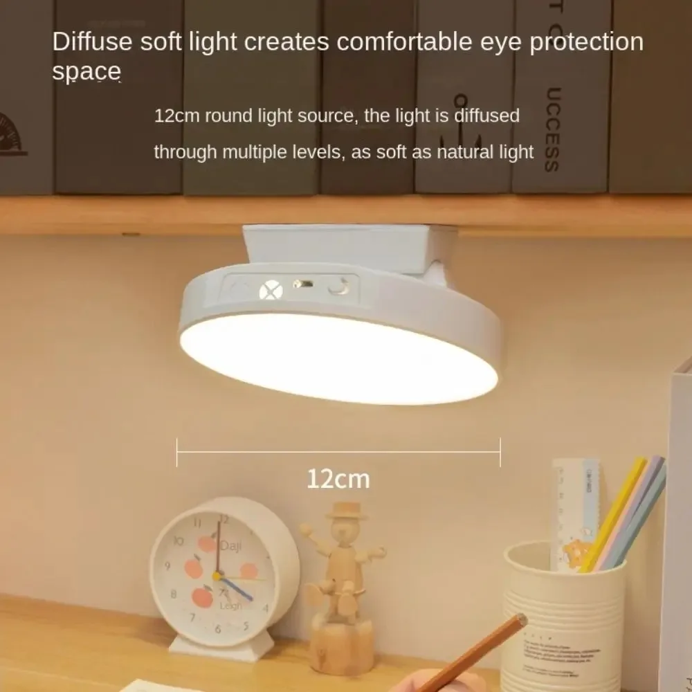 Magnetische Leselampe, 3-Farben-Temperatur, einstellbare Helligkeit, Schlafzimmer-Tischlampe, rund, stanzfrei, verstellbar