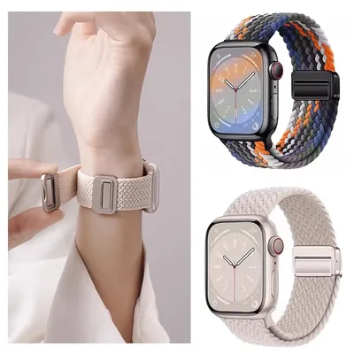 Braided Strap For Apple Watch Band 45mm 44mm 40mm 49mm 41mm 38 buckle Bracelet iWatch Series 10 se 7 6 8 9 Ultra2 Magnetic Band