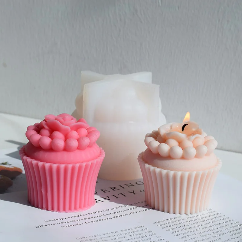 3D Muffin Tasse Blume Rose Kerze Silikon Form DIY Rose Papier Tasse Kuchen Schokolade Backform Handgemachte Seife Eiswürfel, Der Werkzeug Image