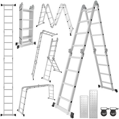 Mehrzweckleiter Multifunktionsleiter Klappleiter Teleskopleiter 4x4 470cm Anlegeleiter Stehleiter Image