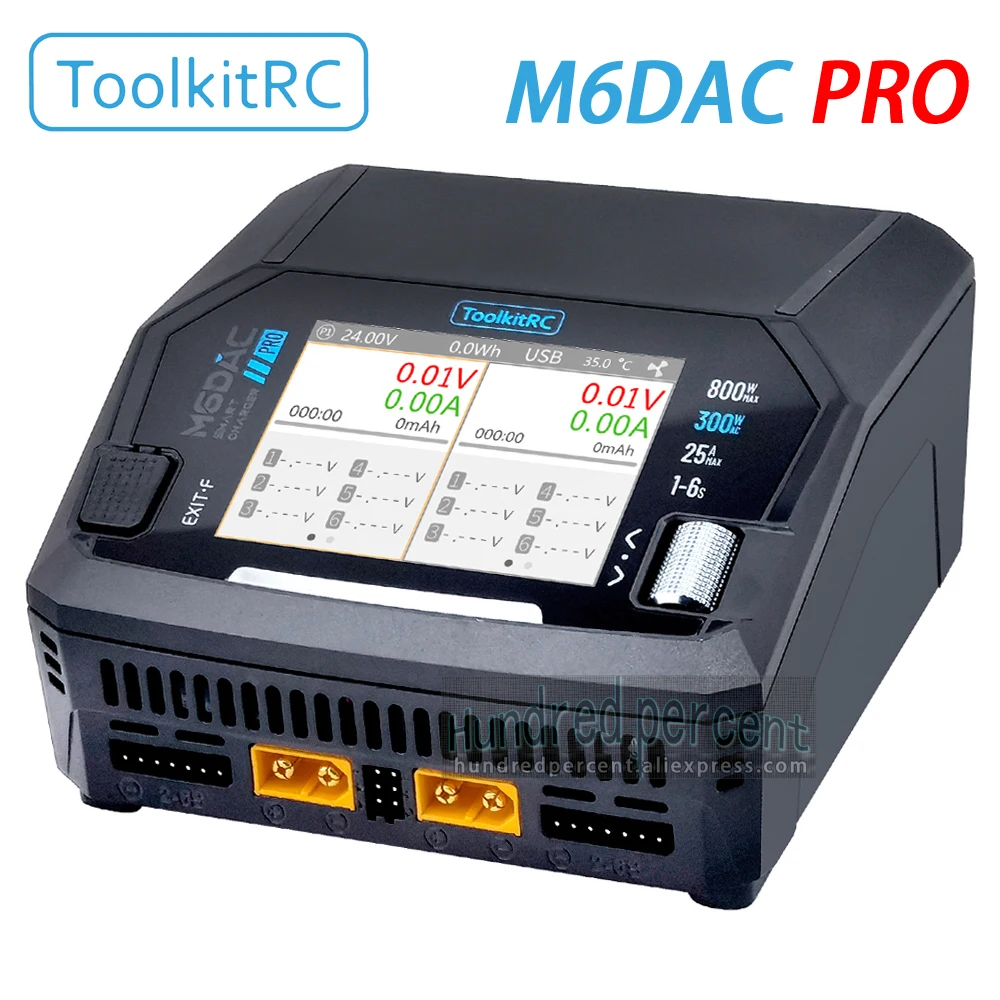 ToolkitRC M6DAC PRO V2 Intelligentes Ladegerät Zweikanal AC 200W DC 800W 16A Lithiumbatterie 1S 2S 3S 4S 5S 6S LiHV Lipo PD65W Image