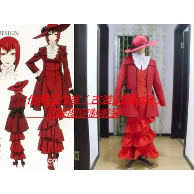 Mode Anime Black Butler Cosplay Kostüme Madam Red Partykleid [Maßgeschneidert] mit Hut für Partykleid 11 Image