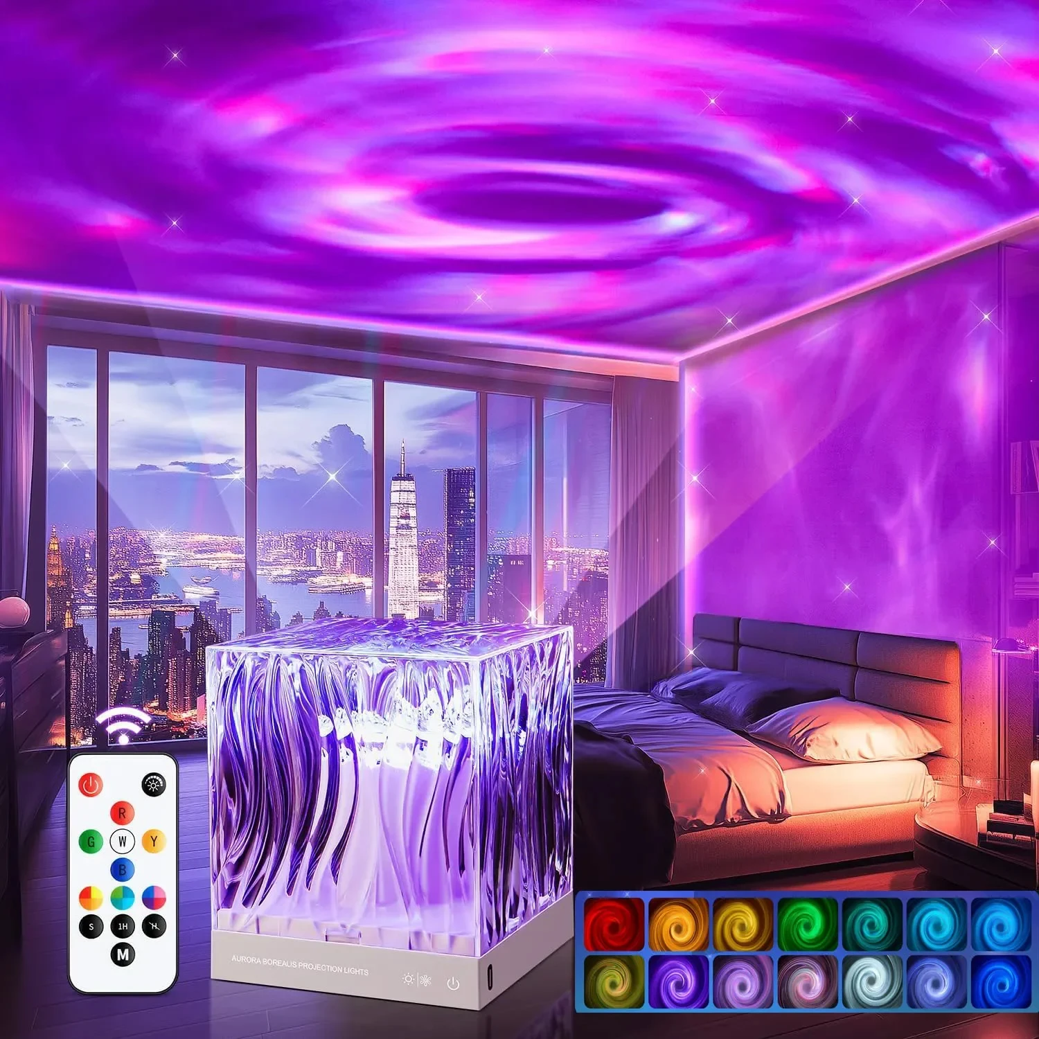 Galaxy Star Projektor, 18 Farben, dynamisches Aurora-Glüh-Nachtlicht, USB-LED, Kindergeschenk, Nachtlicht für Schlafzimmerdekoration
