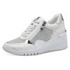 Keilsneaker MARCO TOZZI, Damen, Gr. 36, silber (weiß, silberfarben), Lederimitat, Textil, kontrastfarbene Details, sportlich, Schuhe, Freizeitschuh, Halbschuh, Schnürschuh in veganer Verarbeitung