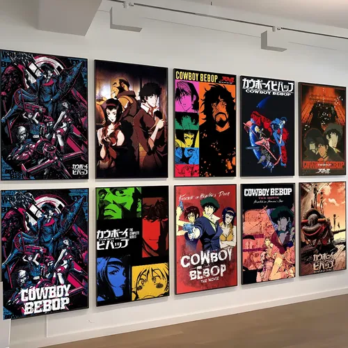Affiches Vintage de Cowboy Bebop Anime, Imprimés de Livre Blanc, Oeuvre d'Art, Décor de Chambre