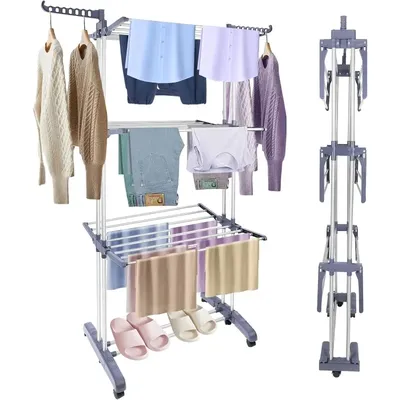 Clothes Drying Rack Foldable Drying Rack Clothing,Oversize 4 Tier(70" High) Clothes Horses Stainless